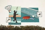 Sporthalle Graffiti Badminton © Gemeinde Barsbüttel